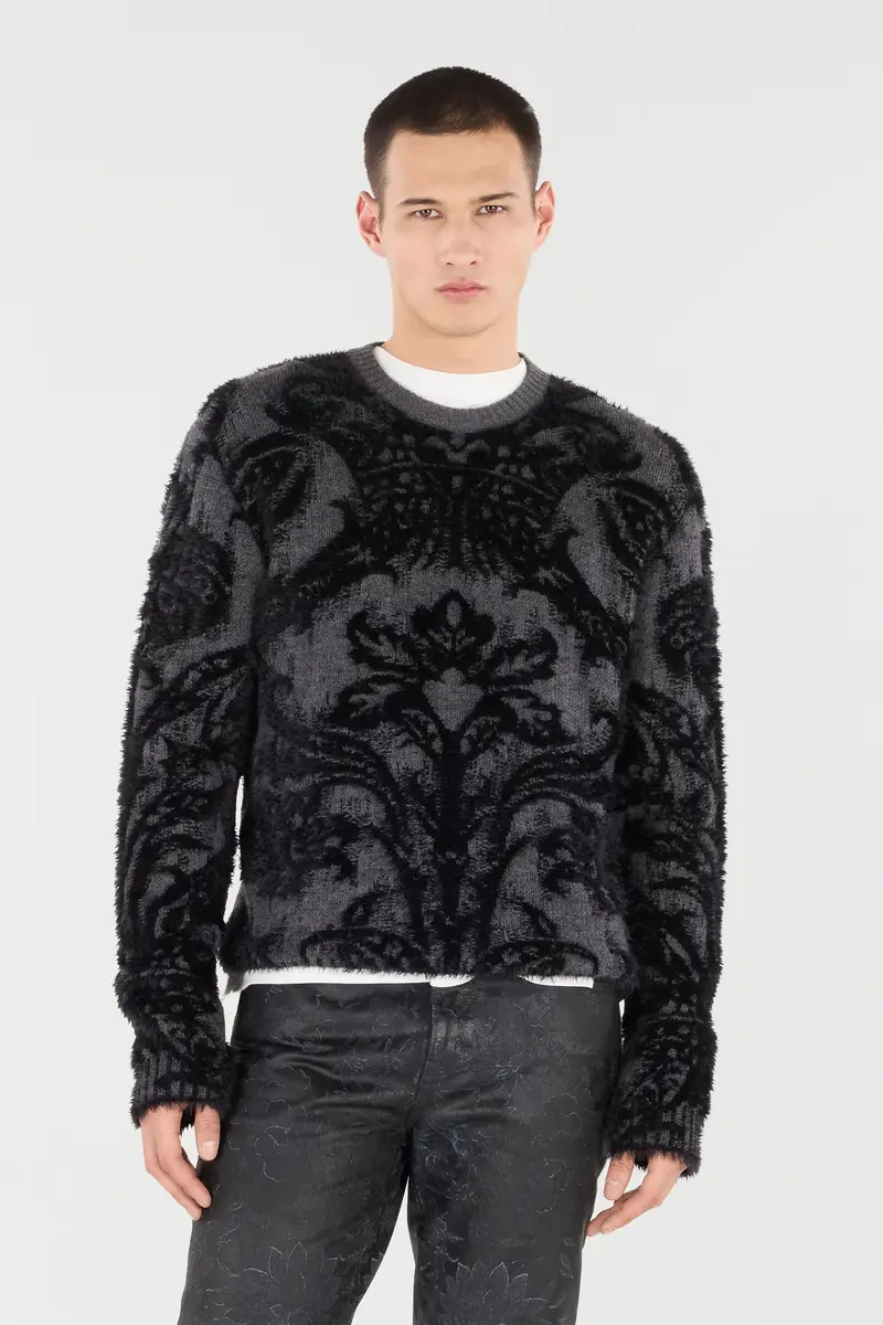 Roberto Cavalli Sweater With Plush Brocade Pattern | Thumbnail 2 Roberto Cavalli Sweater With Plush Brocade Pattern | Thumbnail 2