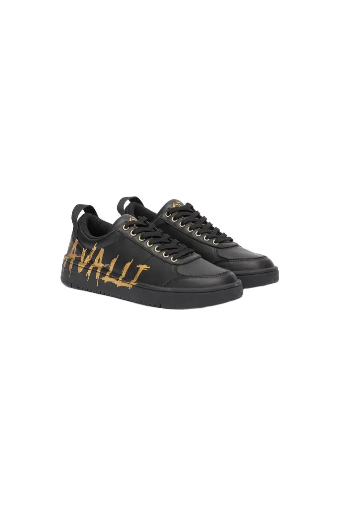 Roberto Cavalli Sneakers With Golden Graffiti Logo
