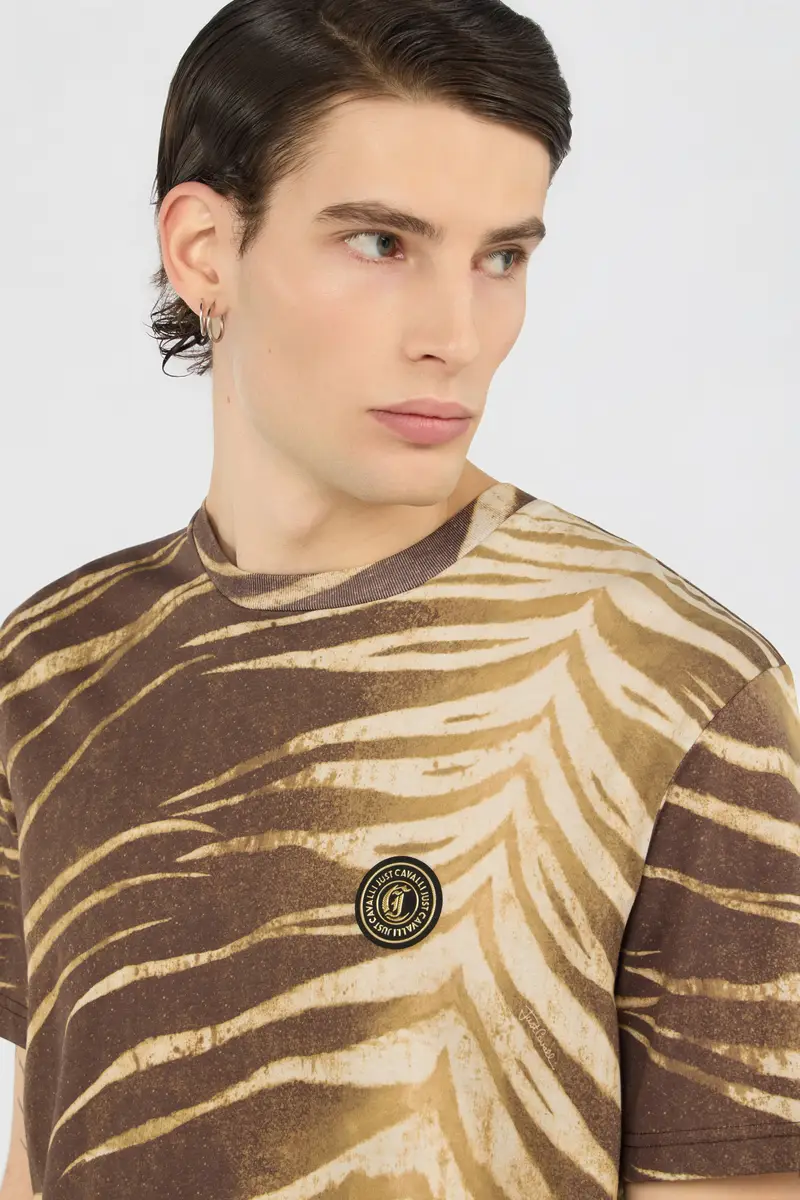 Roberto Cavalli Natural Barb Print T-Shirt | Thumbnail 4 Roberto Cavalli Natural Barb Print T-Shirt | Thumbnail 4