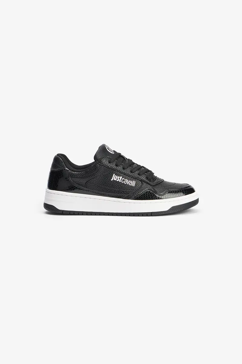 Roberto Cavalli Hammered Effect Black Sneakers with Logo | Thumbnail 2 Roberto Cavalli Hammered Effect Black Sneakers with Logo | Thumbnail 2