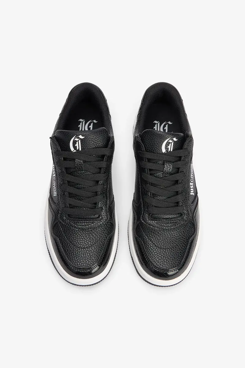 Roberto Cavalli Hammered Effect Black Sneakers with Logo | Thumbnail 6 Roberto Cavalli Hammered Effect Black Sneakers with Logo | Thumbnail 6
