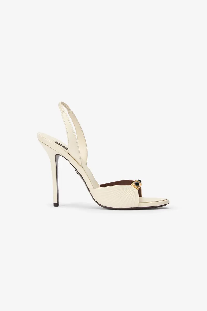 Roberto Cavalli White Sandals with Jeweled Buckle | Thumbnail 2 Roberto Cavalli White Sandals with Jeweled Buckle | Thumbnail 2