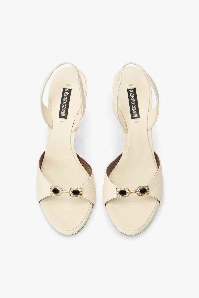 Roberto Cavalli White Sandals with Jeweled Buckle | Thumbnail 6 Roberto Cavalli White Sandals with Jeweled Buckle | Thumbnail 6