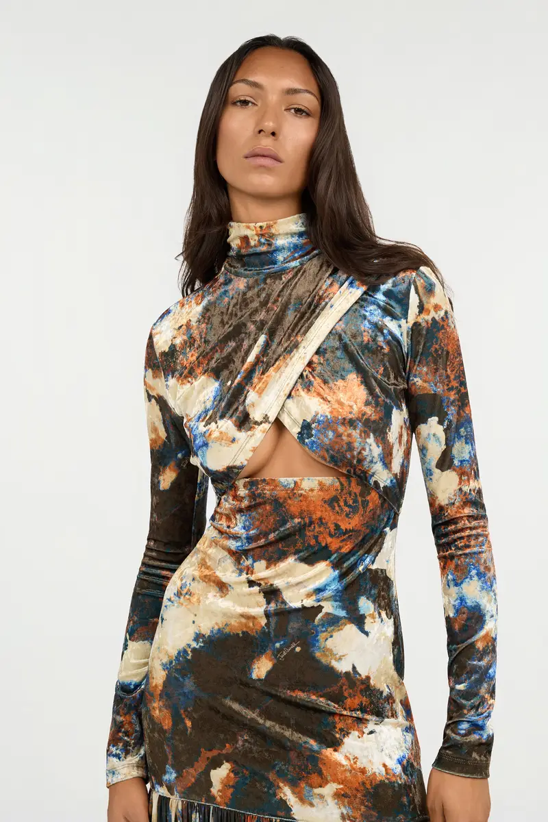 Roberto Cavalli Rusty Stain Print Dress Maxi | Thumbnail 4