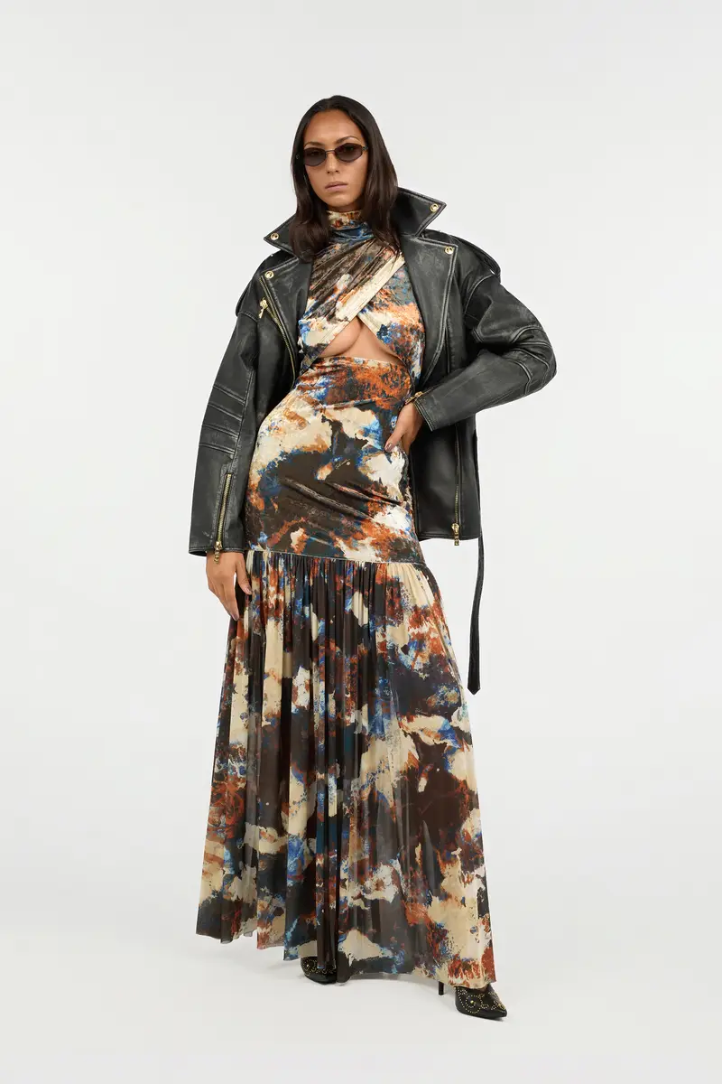 Roberto Cavalli Rusty Stain Print Dress Maxi | Thumbnail 6