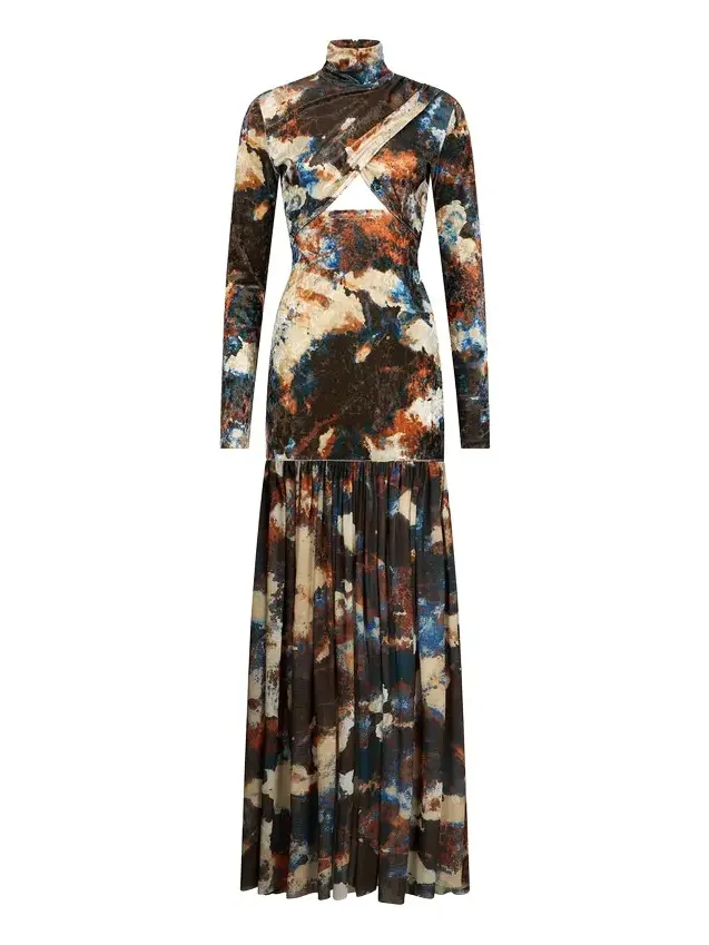 Rusty Stain Print Dress Maxi