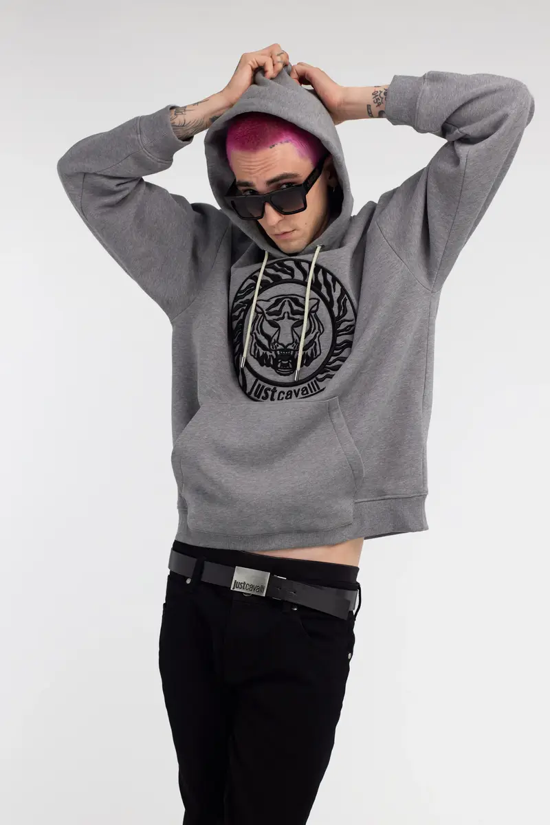 Roberto Cavalli Just Cavalli Tiger Logo Front-Pocket Sweatshirt | Thumbnail 6 Roberto Cavalli Just Cavalli Tiger Logo Front-Pocket Sweatshirt | Thumbnail 6