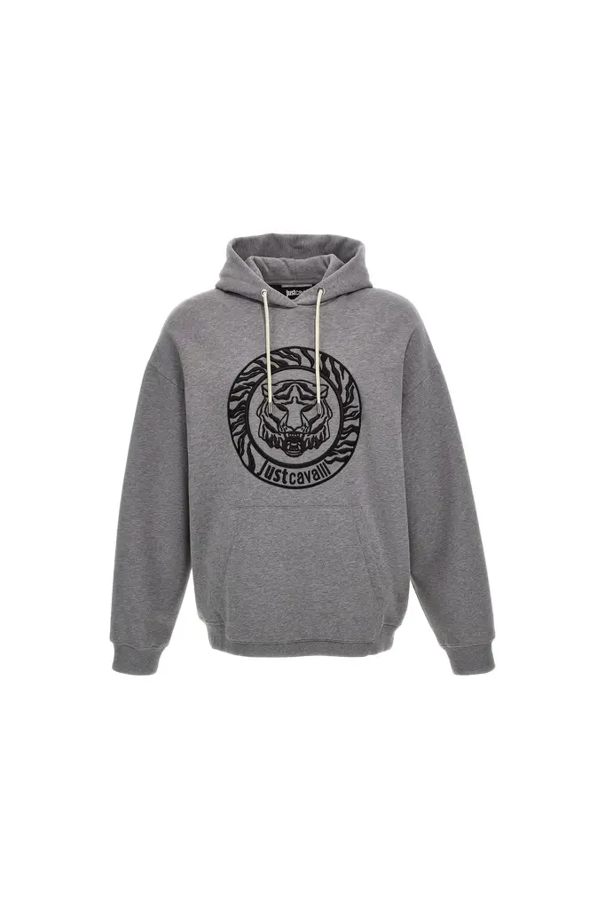 Roberto Cavalli Just Cavalli Tiger Logo Front-Pocket Sweatshirt | Image 1 Roberto Cavalli Just Cavalli Tiger Logo Front-Pocket Sweatshirt | Image 1