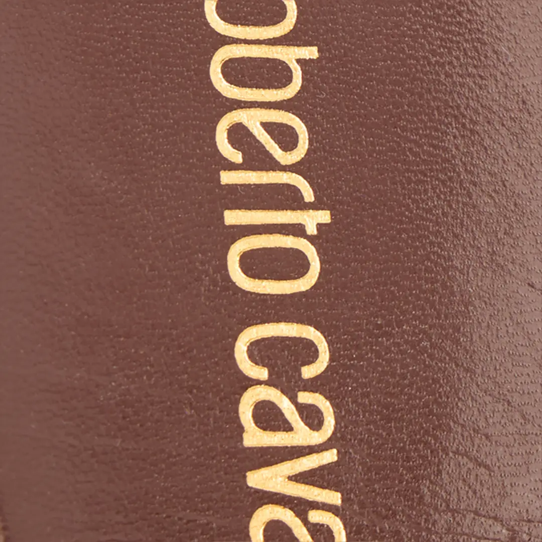 Roberto Cavalli Brown and White Flat Thong Sandals with Snake Motif | Thumbnail 4