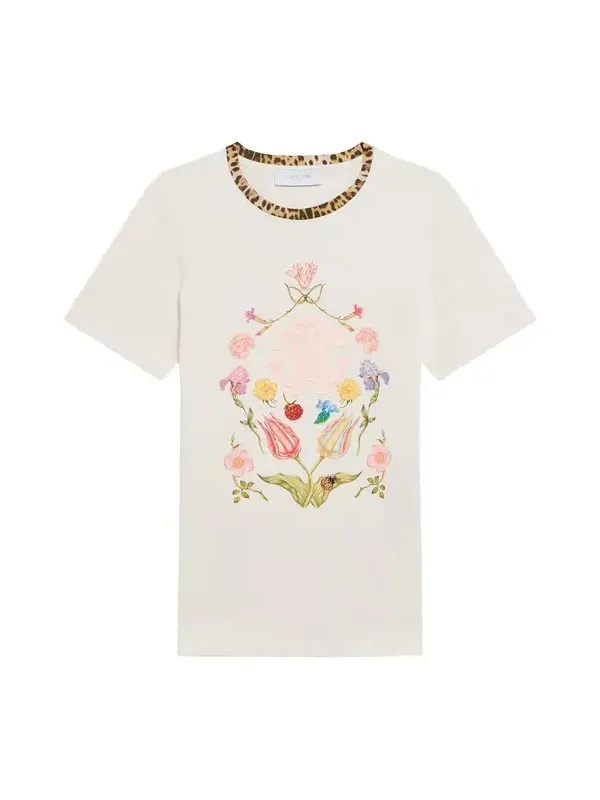 Roberto Cavalli T-Shirt With Floral Print And Monogram RC