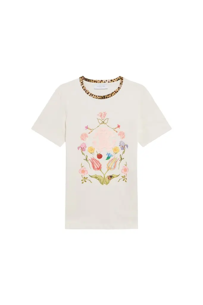 Roberto Cavalli T-Shirt With Floral Print And Monogram RC