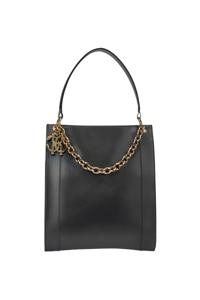 Black Shopper Bag with Chain