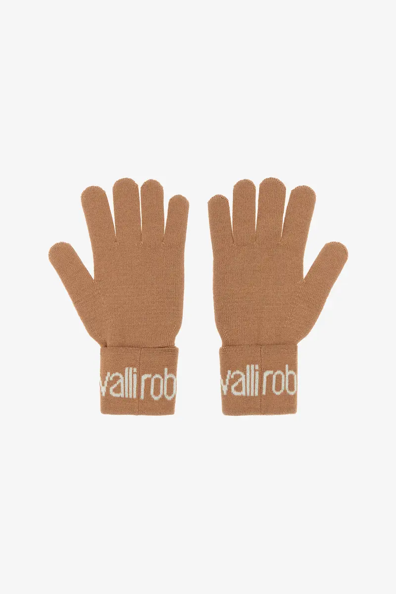 Roberto Cavalli Wool Blend Gloves with Logo | Thumbnail 2
