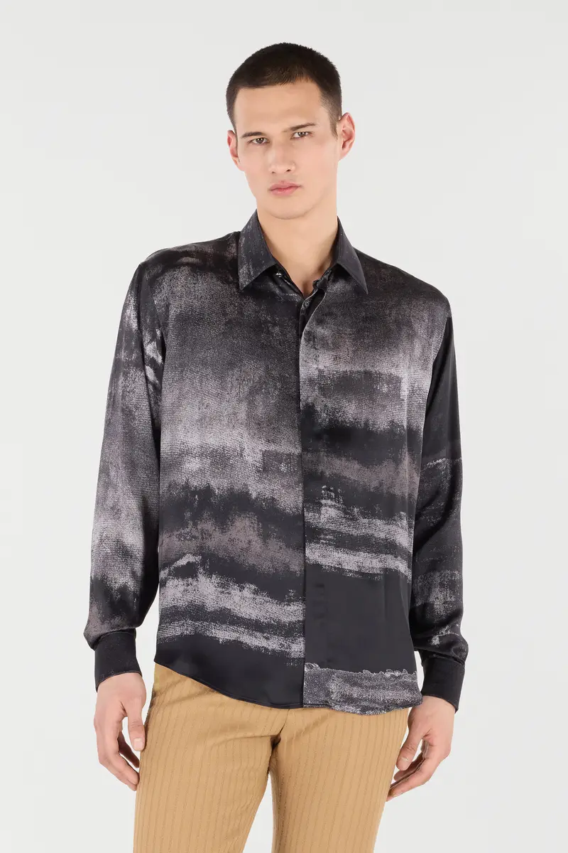 Roberto Cavalli Used-Effect Gradient Silk Shirt | Thumbnail 2 Roberto Cavalli Used-Effect Gradient Silk Shirt | Thumbnail 2