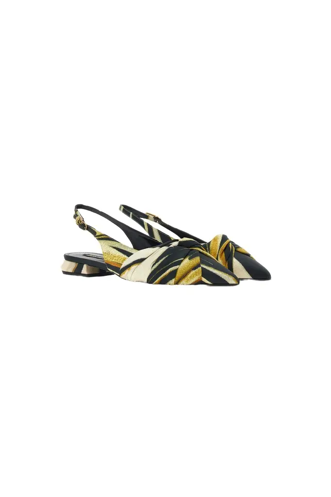 Print Satin The Pettegola Slingback with low heel Print Satin The Pettegola Slingback with low heel