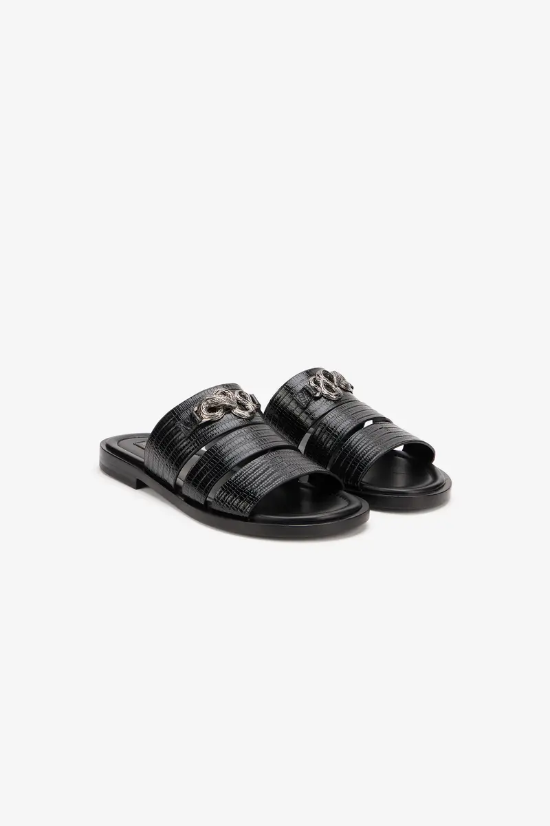 Roberto Cavalli Black Leather Sandals | Thumbnail 2 Roberto Cavalli Black Leather Sandals | Thumbnail 2