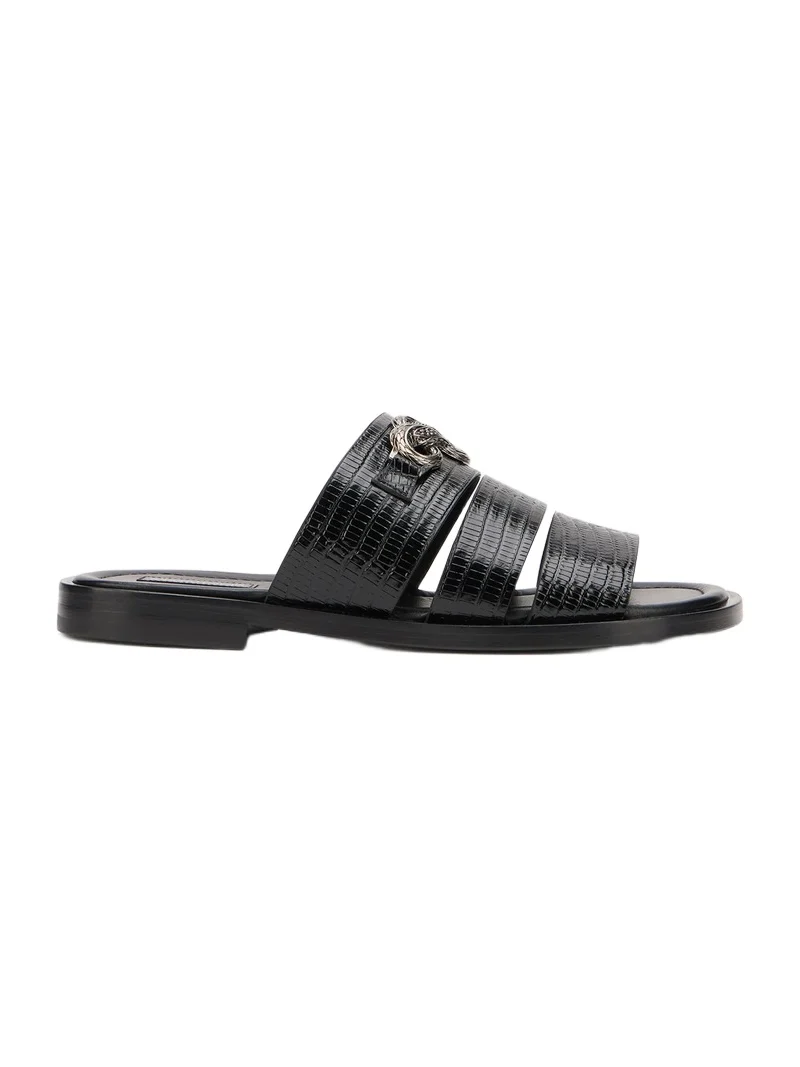 Roberto Cavalli Black Leather Sandals