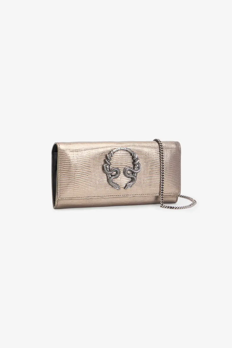 Roberto Cavalli Serpentine Gold Lizard-Effect Wallet On Chain | Thumbnail 3 Roberto Cavalli Serpentine Gold Lizard-Effect Wallet On Chain | Thumbnail 3