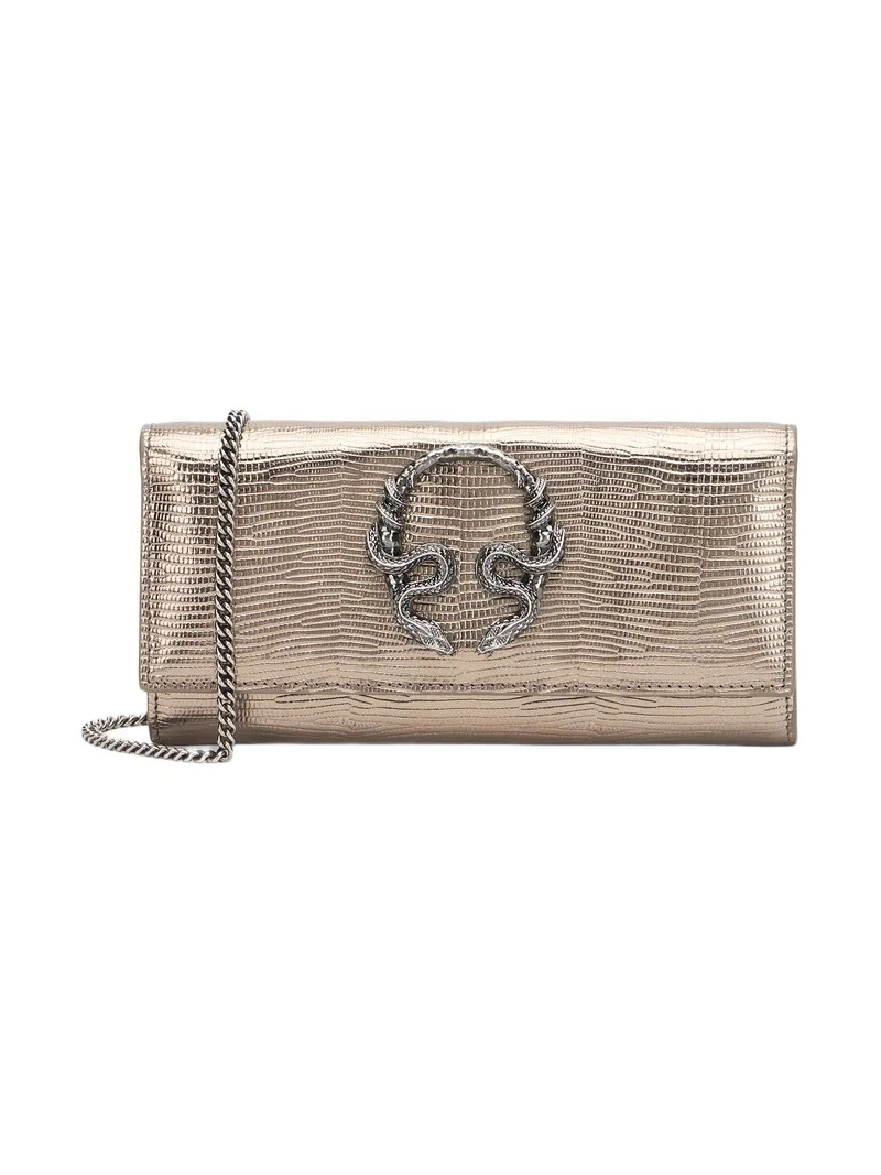 Serpentine Gold Lizard-Effect Wallet On Chain Serpentine Gold Lizard-Effect Wallet On Chain