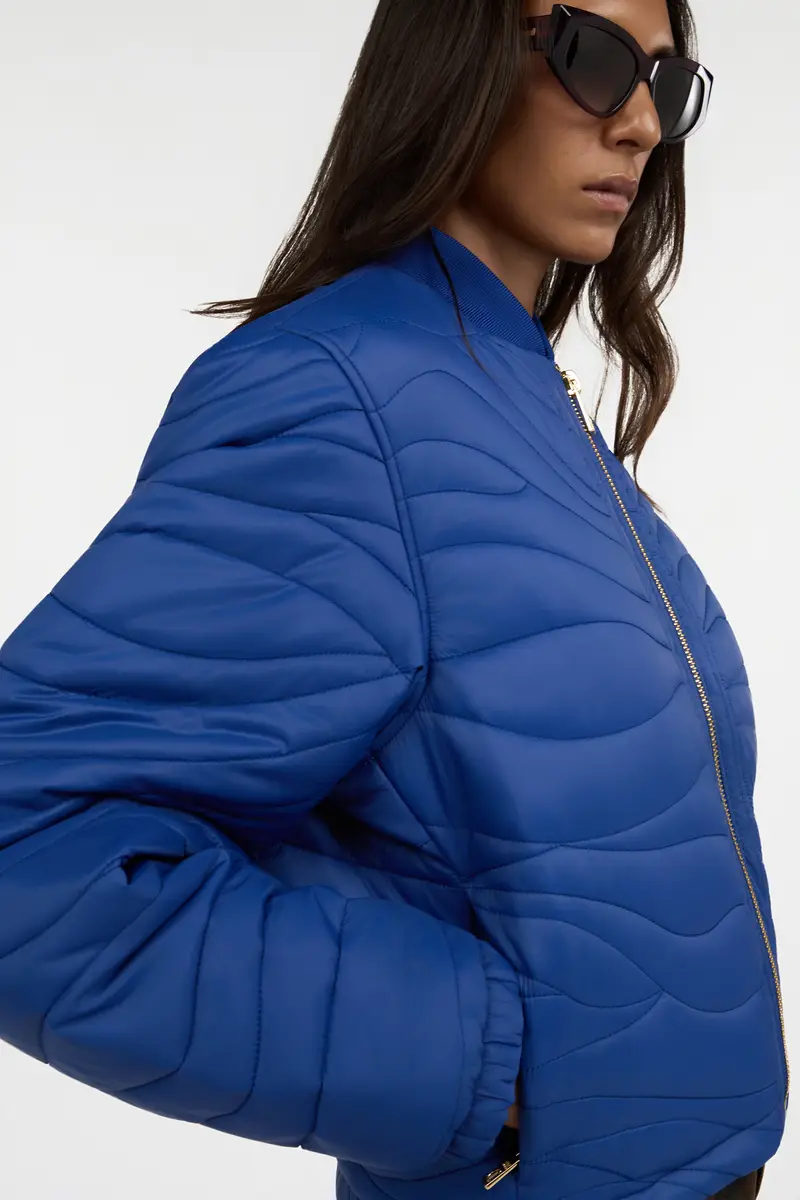 Roberto Cavalli Blue Quilted Bomber Jacket | Thumbnail 4 Roberto Cavalli Blue Quilted Bomber Jacket | Thumbnail 4