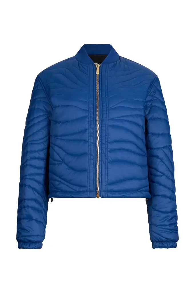 Blue Quilted Bomber Jacket Blue Quilted Bomber Jacket