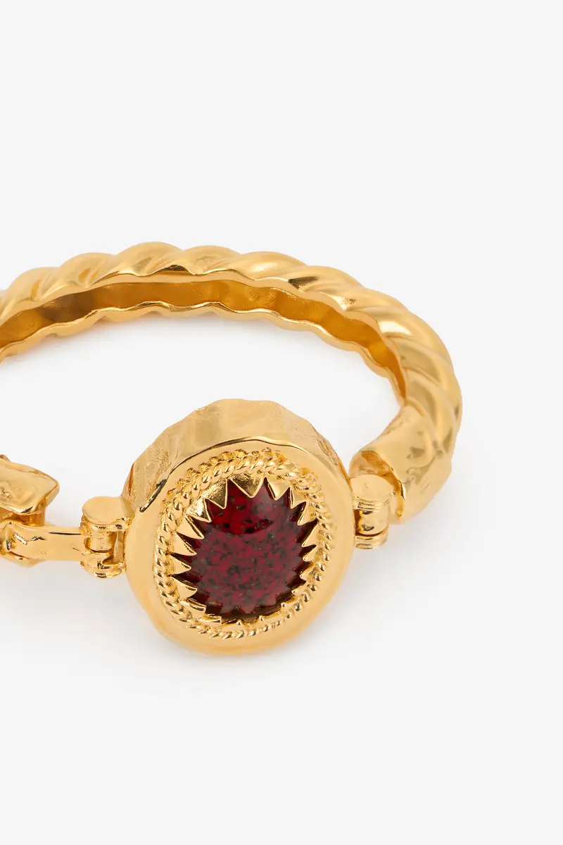 Roberto Cavalli Golden Bangle With Ruby Stone | Thumbnail 4 Roberto Cavalli Golden Bangle With Ruby Stone | Thumbnail 4