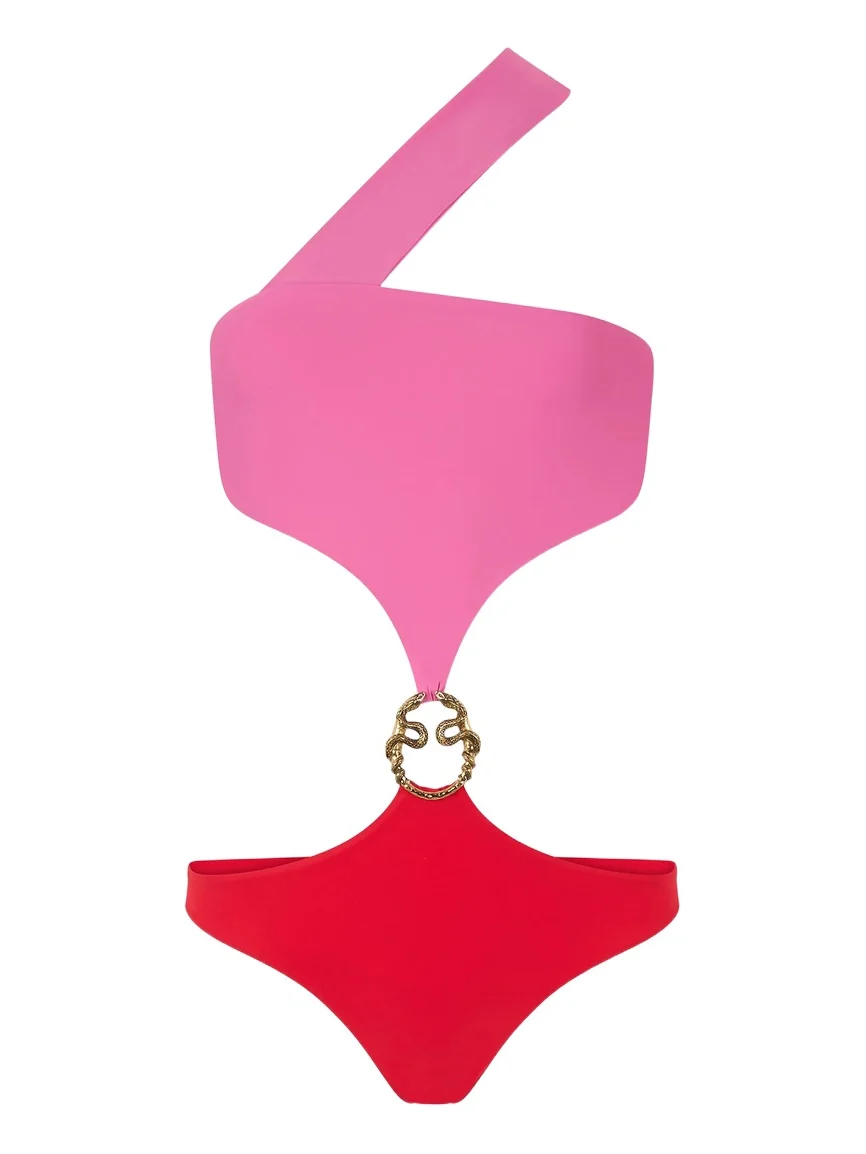 Asymmetrical One-Piece Swimsuit with Jewel Detail Asymmetrical One-Piece Swimsuit with Jewel Detail