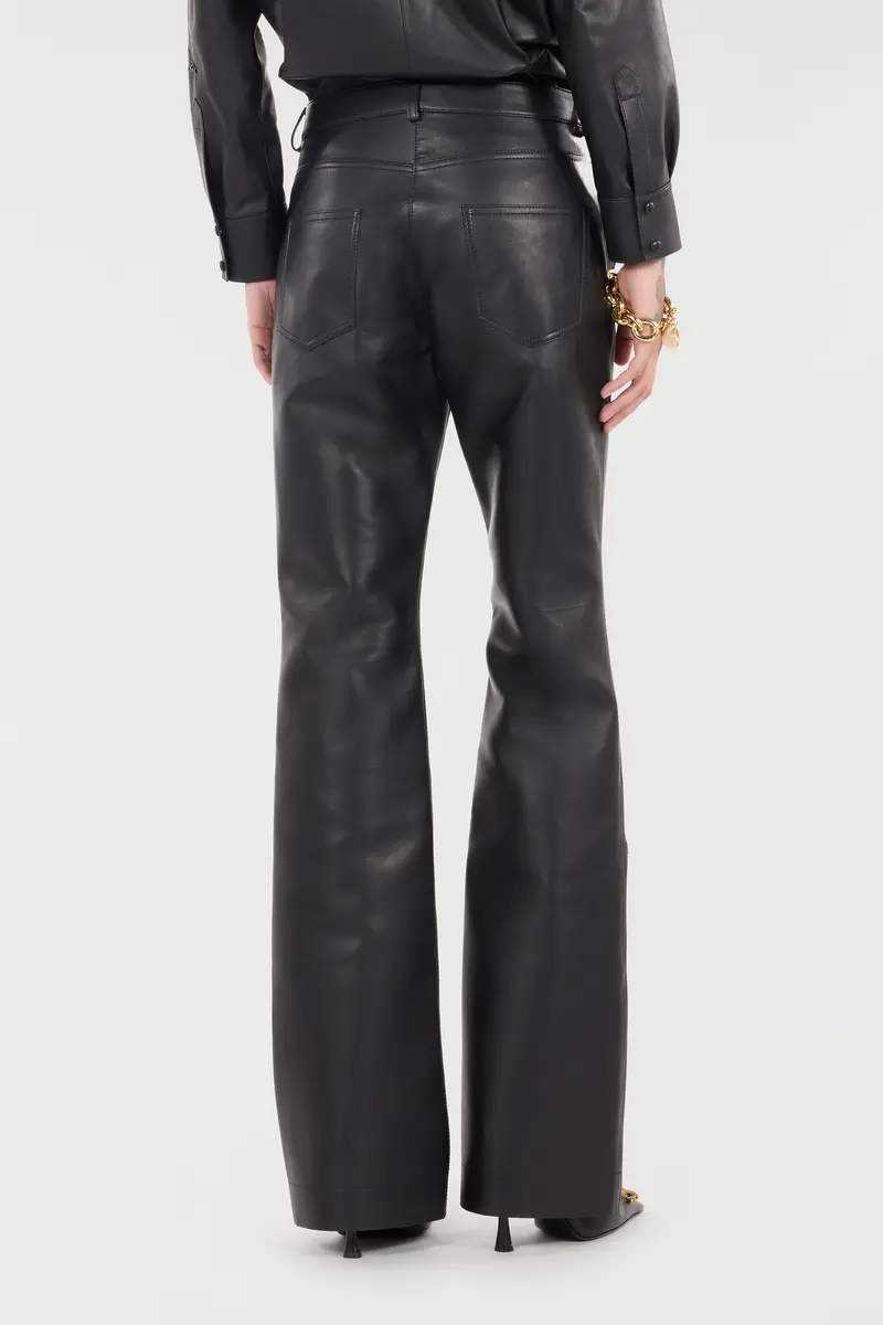 Roberto Cavalli Leather Pants With Perforated Roses | Thumbnail 3