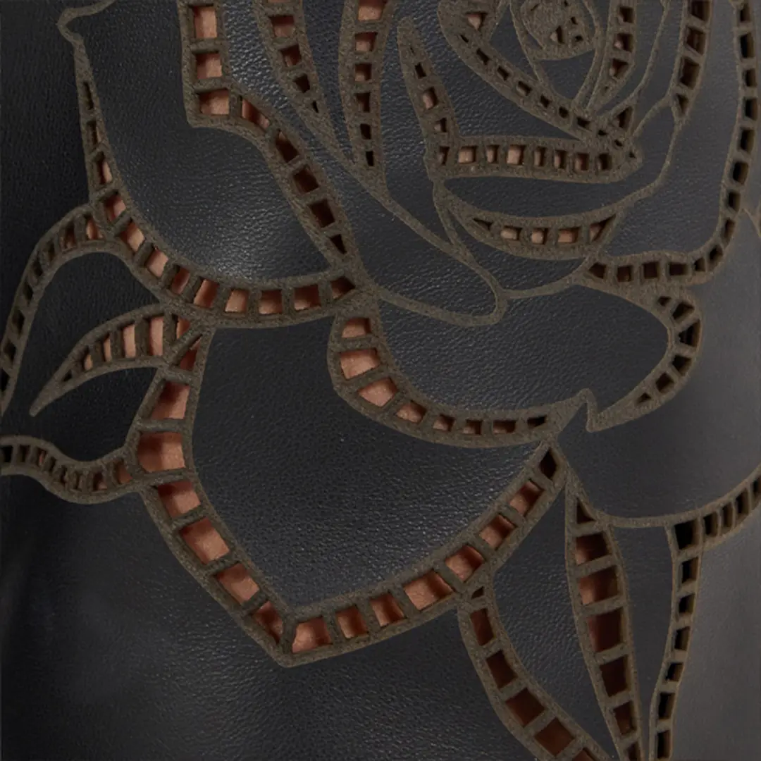 Roberto Cavalli Leather Pants With Perforated Roses | Thumbnail 4