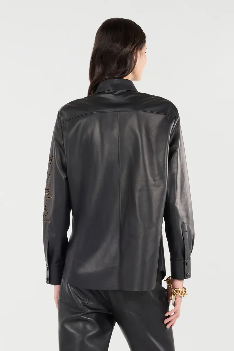 Roberto Cavalli Leather Shirt With Perforated Roses | Thumbnail 3 Roberto Cavalli Leather Shirt With Perforated Roses | Thumbnail 3