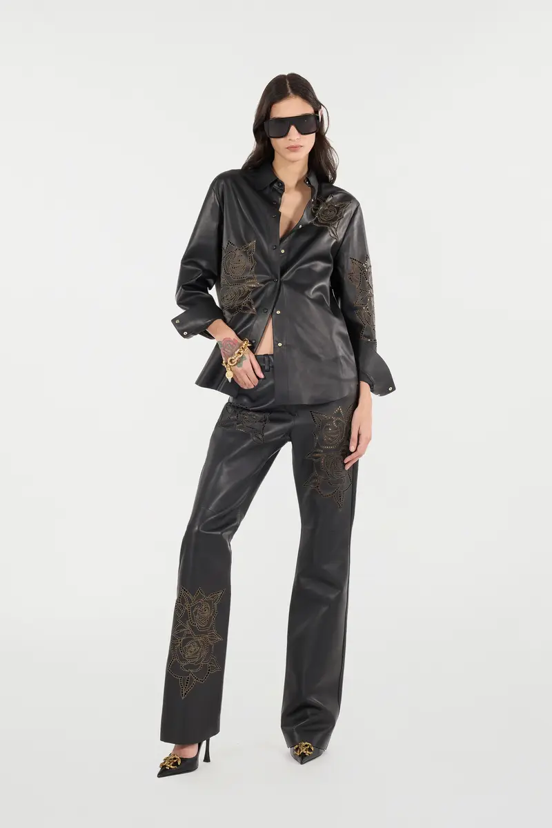 Roberto Cavalli Leather Shirt With Perforated Roses | Thumbnail 7 Roberto Cavalli Leather Shirt With Perforated Roses | Thumbnail 7
