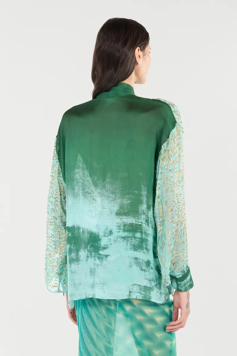 Roberto Cavalli Silk-Blend Blouse With Radiant Pattern | Thumbnail 3