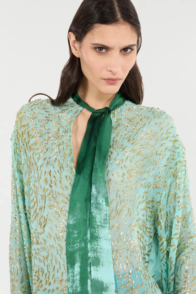 Roberto Cavalli Silk-Blend Blouse With Radiant Pattern | Thumbnail 5