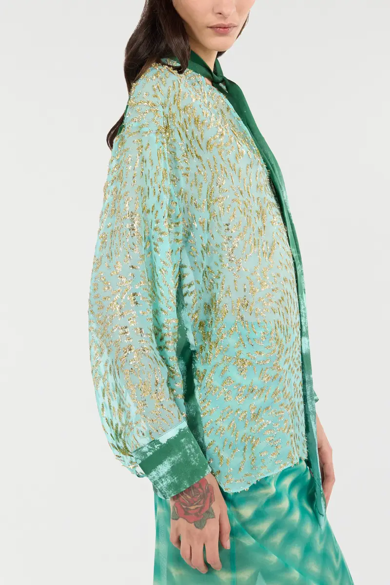 Roberto Cavalli Silk-Blend Blouse With Radiant Pattern | Thumbnail 6