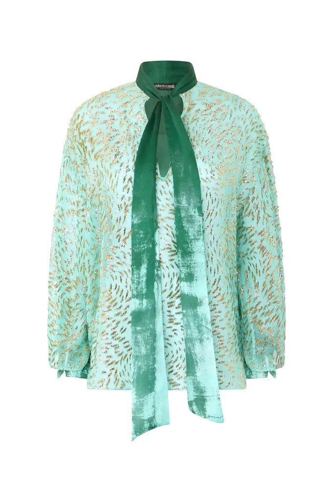 Silk-Blend Blouse With Radiant Pattern Silk-Blend Blouse With Radiant Pattern