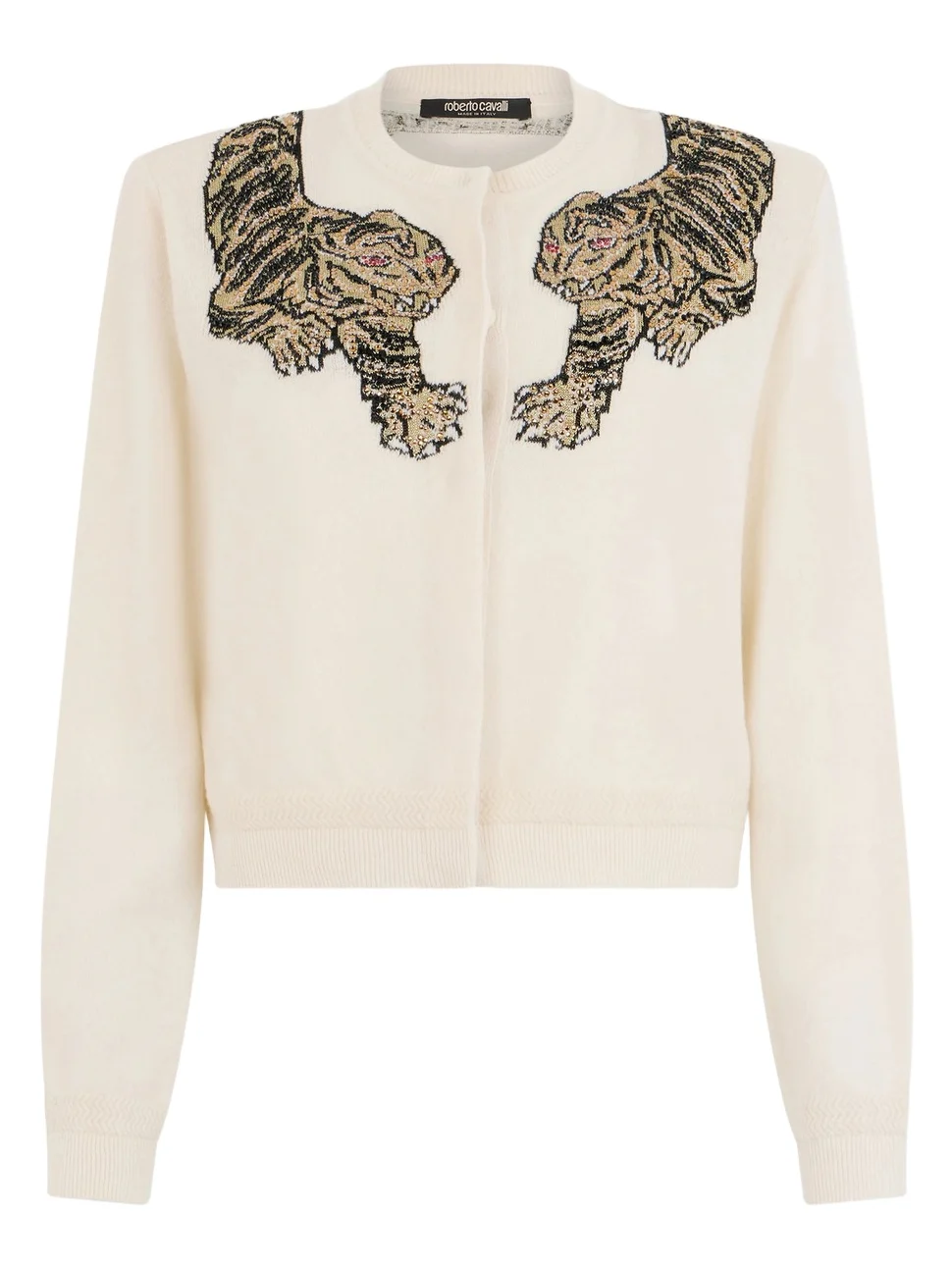 Wool Cardigan with Tiger Embroidery Wool Cardigan with Tiger Embroidery