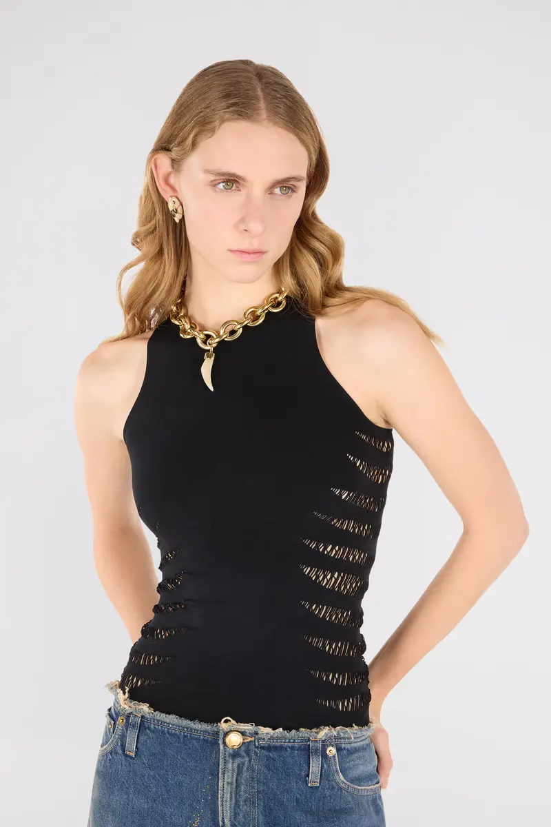 Roberto Cavalli Vest Top With Openwork Zebra Pattern | Thumbnail 2 Roberto Cavalli Vest Top With Openwork Zebra Pattern | Thumbnail 2