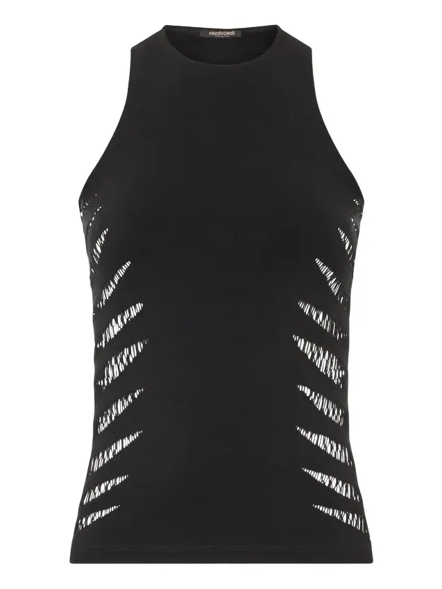 Roberto Cavalli Vest Top With Openwork Zebra Pattern