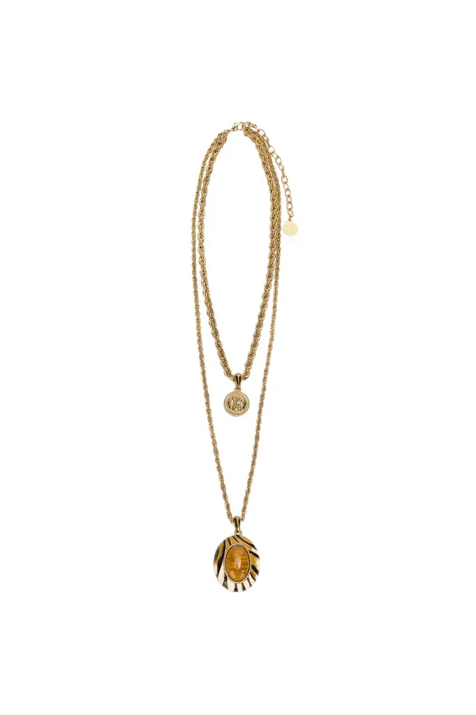 Double Necklace With Ray Of Gold Pendant Double Necklace With Ray Of Gold Pendant
