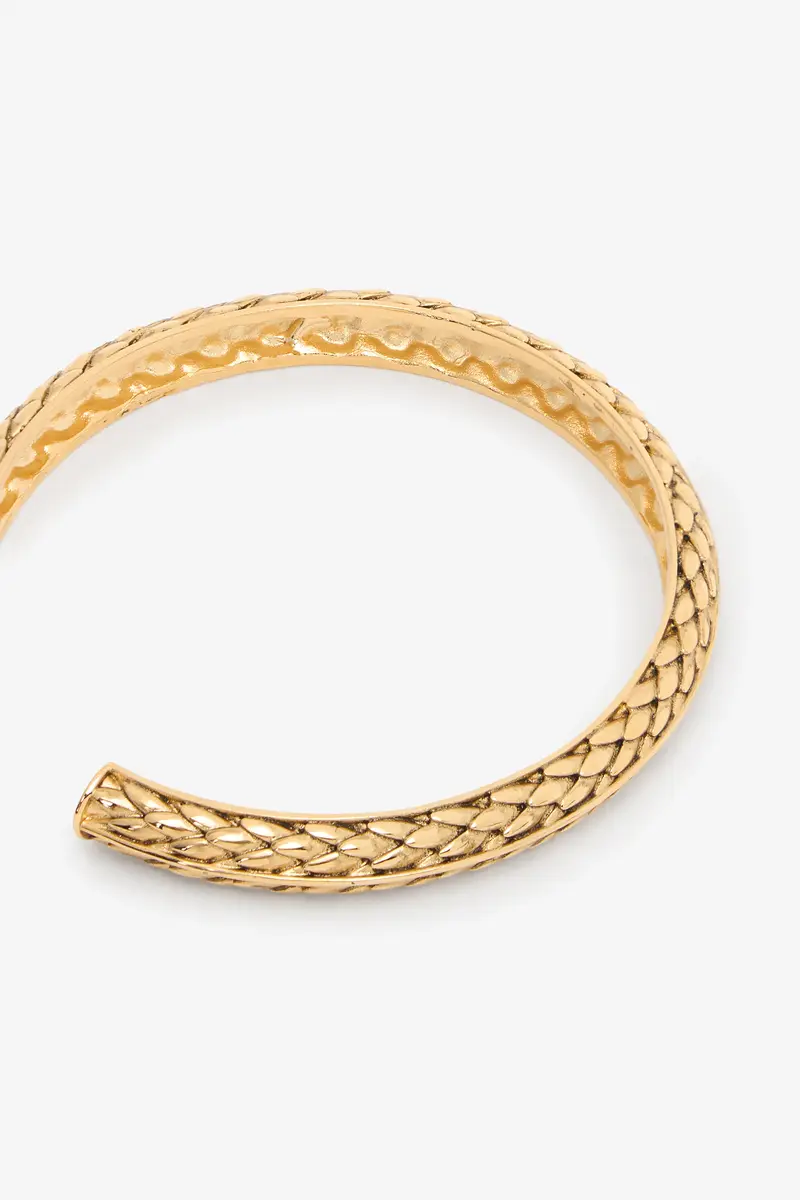Roberto Cavalli Antique Gold Hoop Earrings with Scale Detailing | Thumbnail 5 Roberto Cavalli Antique Gold Hoop Earrings with Scale Detailing | Thumbnail 5