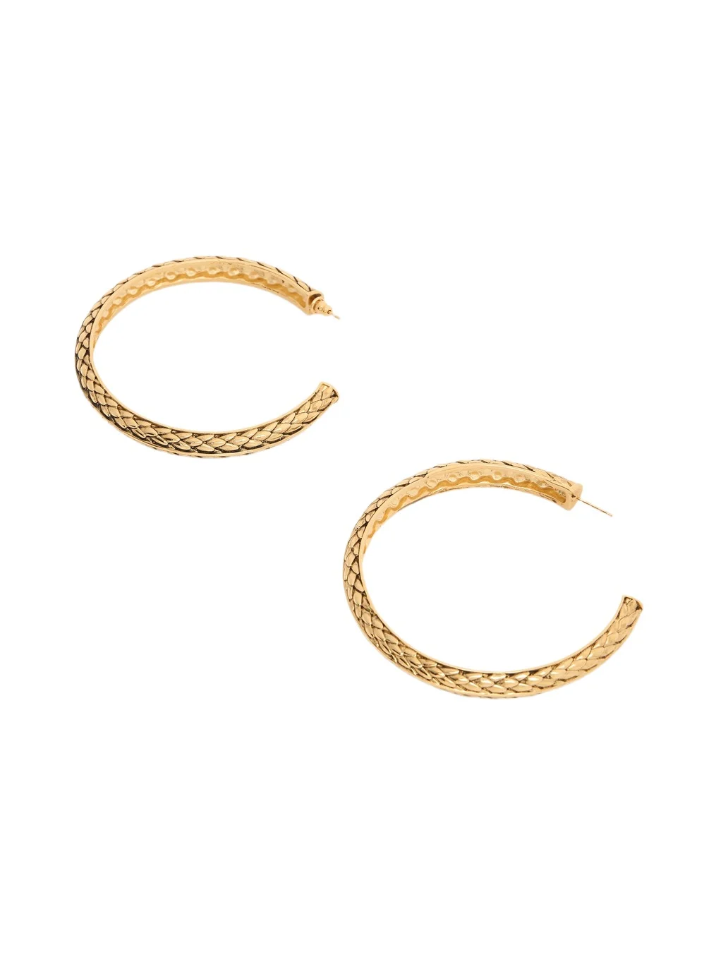 Roberto Cavalli Antique Gold Hoop Earrings with Scale Detailing