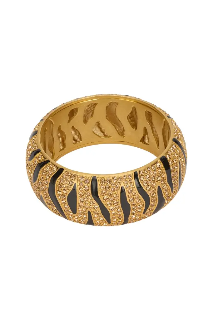 Roberto Cavalli Bangle With Crystals And Tiger Skin Pattern