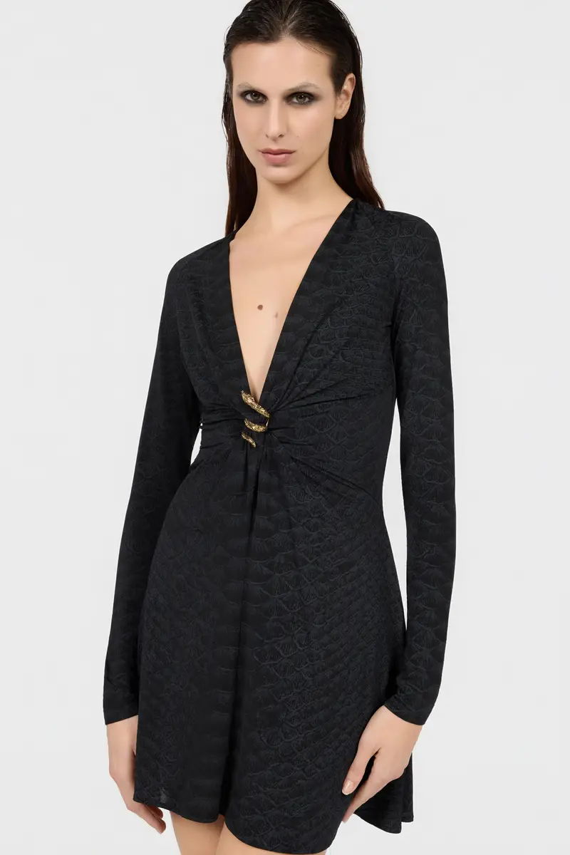 Roberto Cavalli Dress With Serpentine Print And Jewel Detail | Thumbnail 4 Roberto Cavalli Dress With Serpentine Print And Jewel Detail | Thumbnail 4