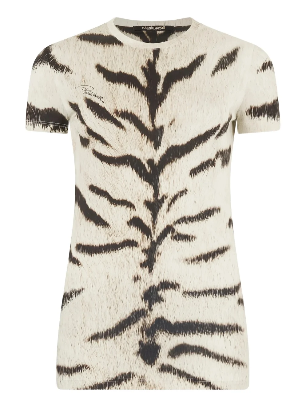 Woman T-Shirt With White Tigresse OGAT X Roberto Cavalli Print Woman T-Shirt With White Tigresse OGAT X Roberto Cavalli Print