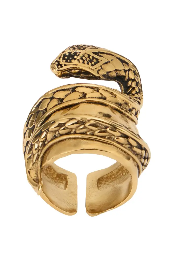 Roberto Cavalli Gold Serpentine Ring