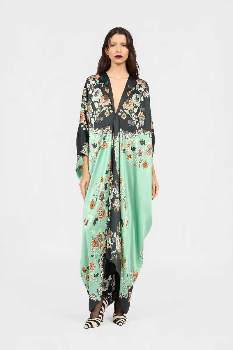 Roberto Cavalli Silk Kaftan Dress With Kimono Print | Thumbnail 2 Roberto Cavalli Silk Kaftan Dress With Kimono Print | Thumbnail 2