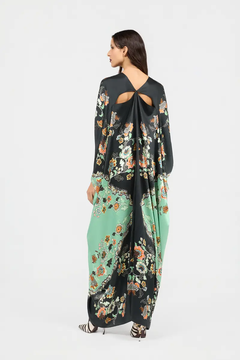 Roberto Cavalli Silk Kaftan Dress With Kimono Print | Thumbnail 3 Roberto Cavalli Silk Kaftan Dress With Kimono Print | Thumbnail 3