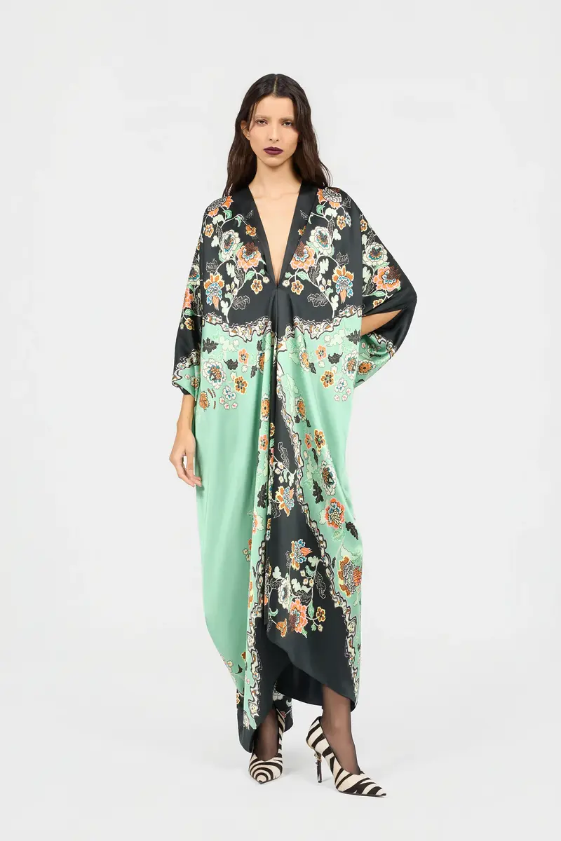 Roberto Cavalli Silk Kaftan Dress With Kimono Print | Thumbnail 6 Roberto Cavalli Silk Kaftan Dress With Kimono Print | Thumbnail 6