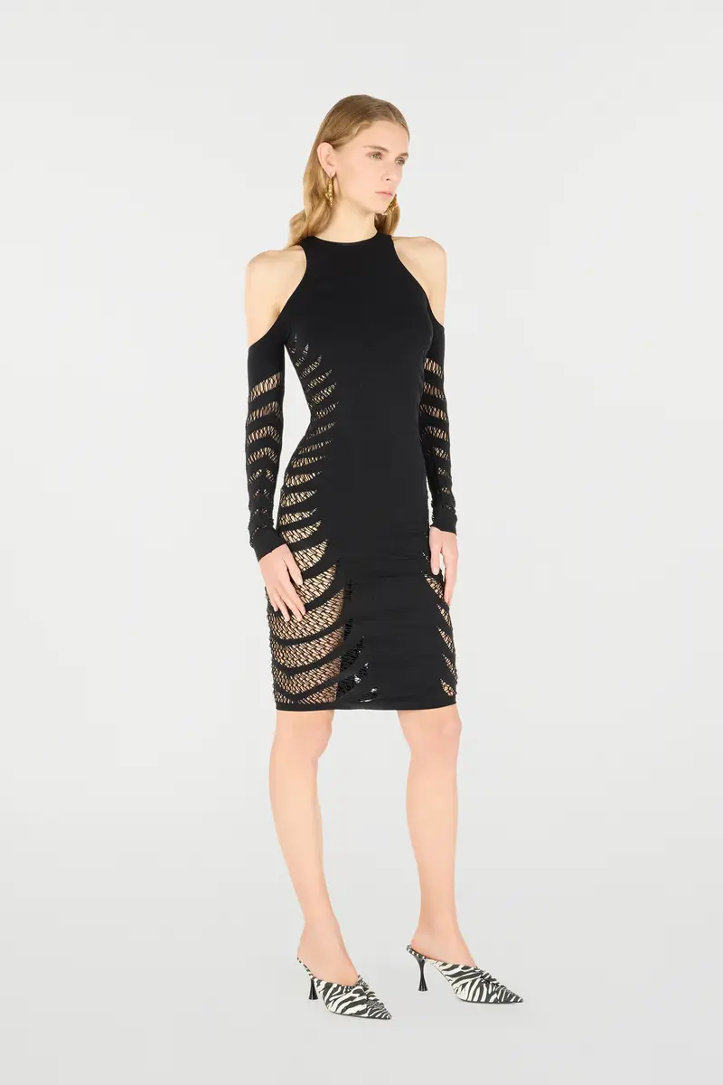 Roberto Cavalli Midi Dress With Perforated Pattern | Thumbnail 2 Roberto Cavalli Midi Dress With Perforated Pattern | Thumbnail 2