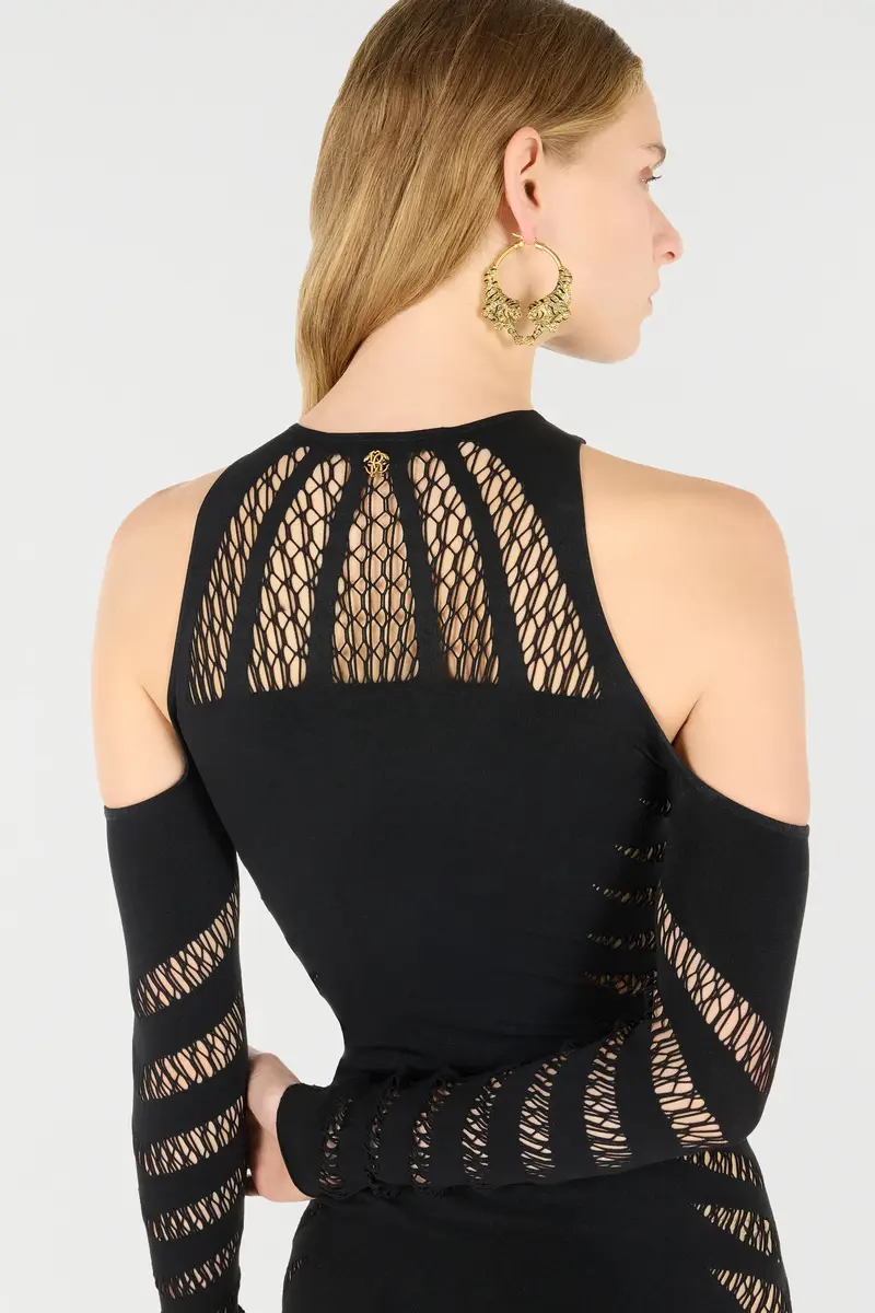 Roberto Cavalli Midi Dress With Perforated Pattern | Thumbnail 6 Roberto Cavalli Midi Dress With Perforated Pattern | Thumbnail 6